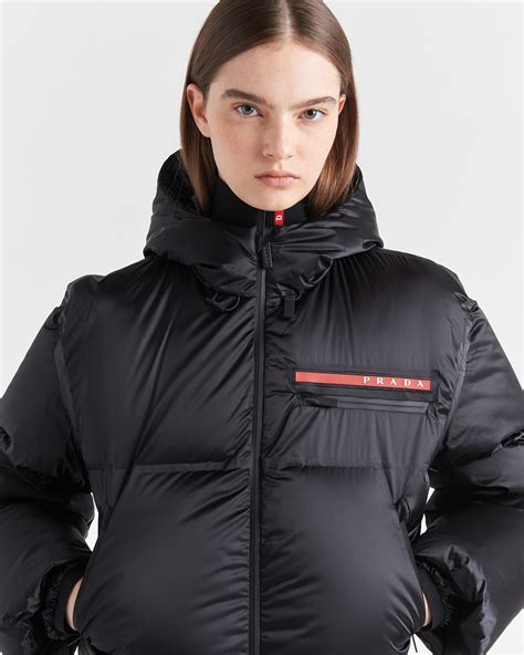 Orange Cropped Technical Nylon Down Jacket 